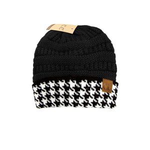 CC C.C Houndstooth Black & White Beanie Hat